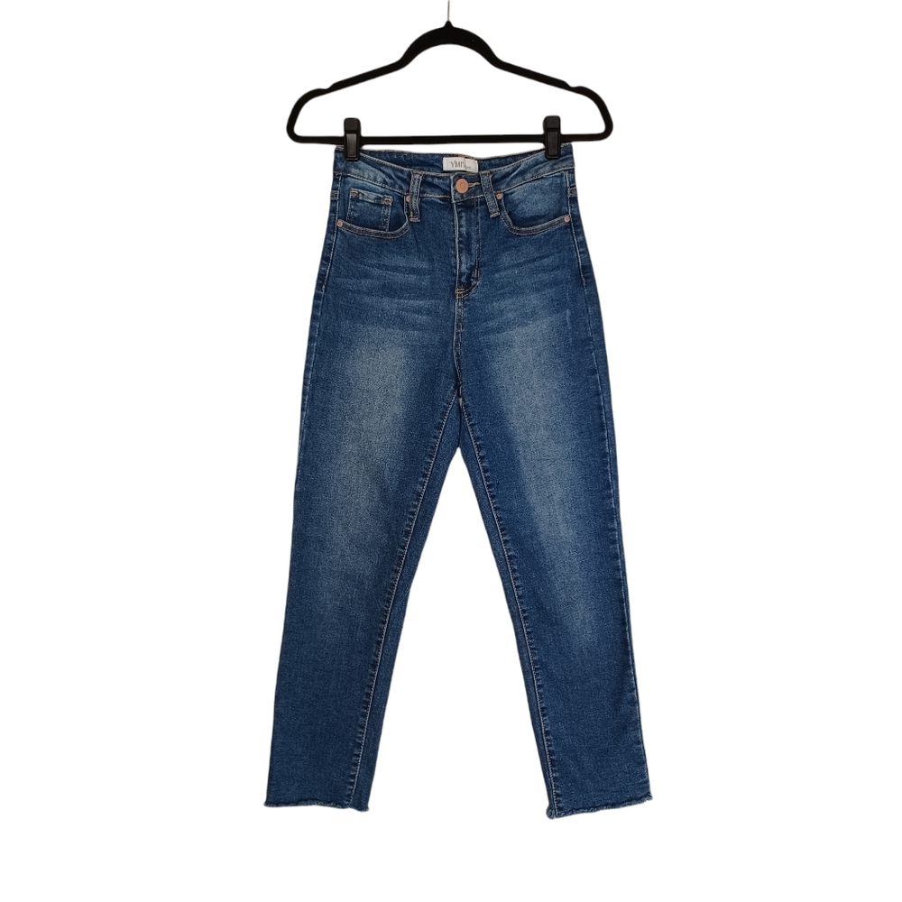 YMI Vintage DREAM High Rise Raw Hem Dark Medium Wash Ankle Jeans 5/27